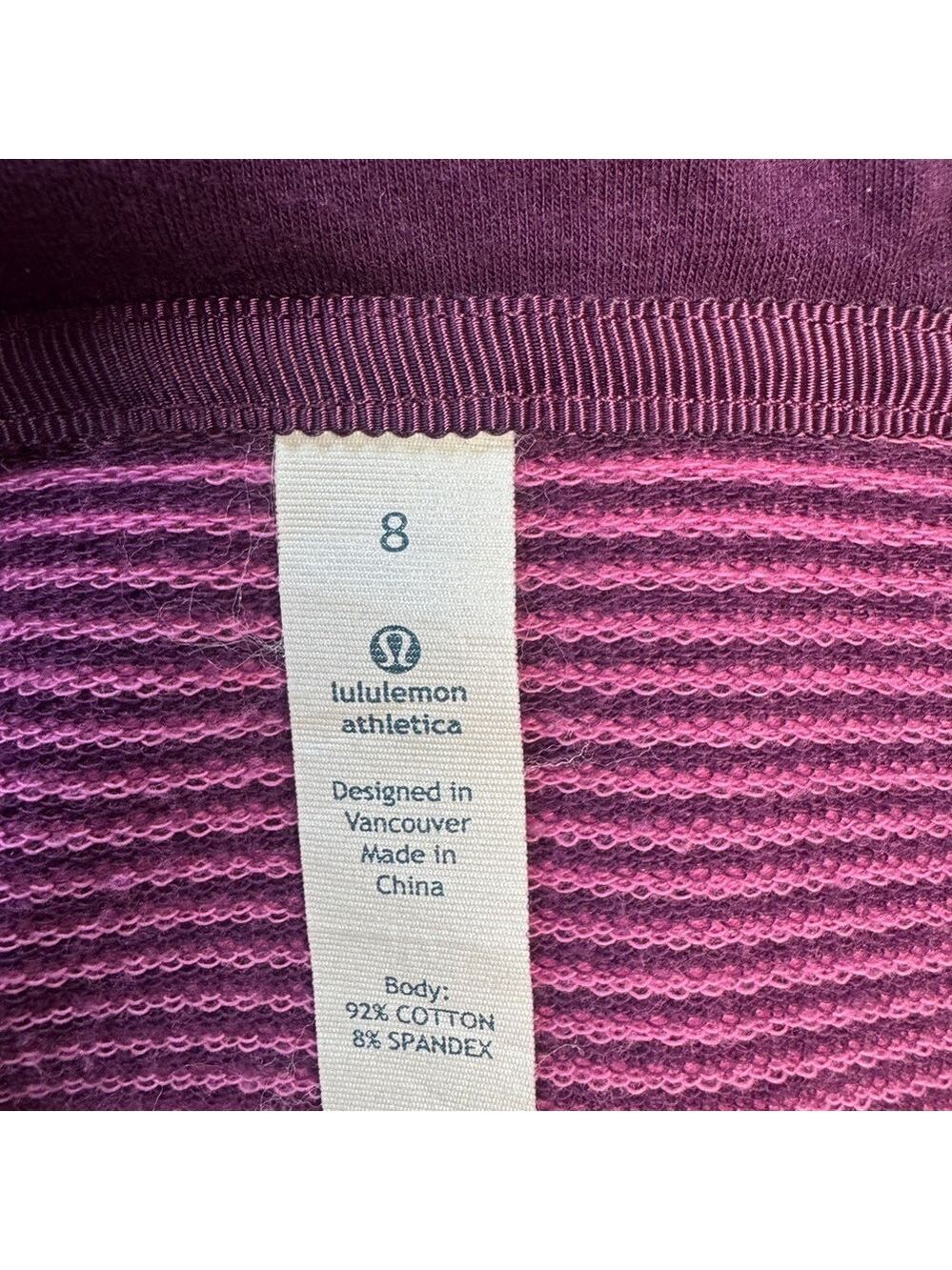 Lululemon Bliss Break Hoodie Wagon Stripe Plum Afterglo / Plum / Afterglo Size 8 - Picture 7 of 9